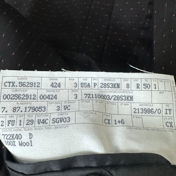 Versace Classic Suit Jacket Blazer Men's US 40R Black Red Pink Stitch Texture - Picture 8 of 11